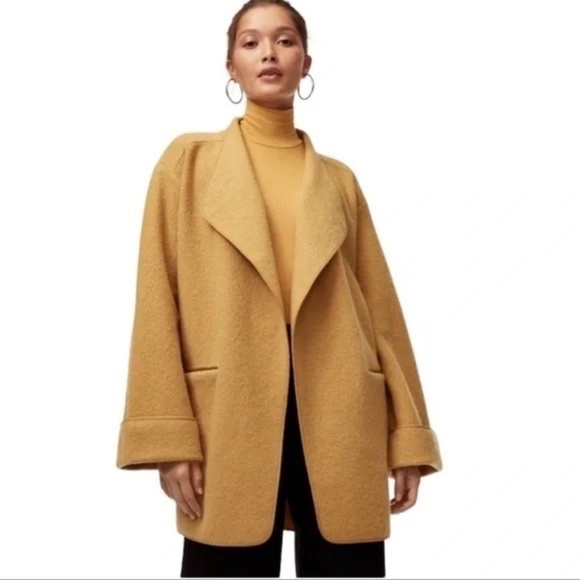 ARITZIA Wilfred Wool Open Front Coat in Gold